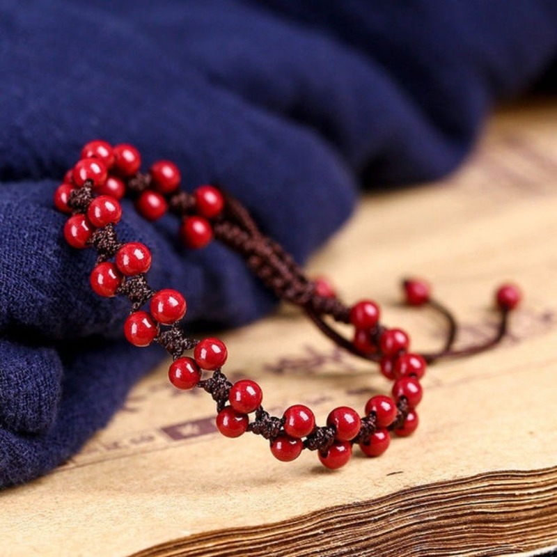 Women'S Fashion Jewellery - Dostosowane naturalny czerwony cynober 6mm bransoletka